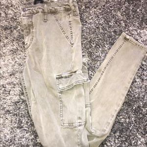 Green skinny jeans